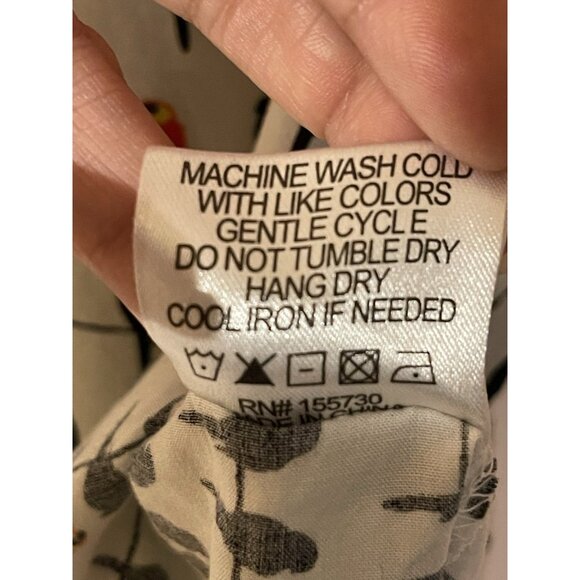 Jane + Delancey Womens Bird Print Short Sleeve Button Down Shirt Size L White - Picture 12 of 14